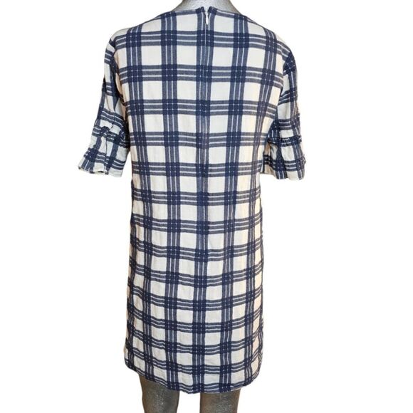 Madewell Leighton Plaid White Blue Sheath Dress - Picture 5 of 11